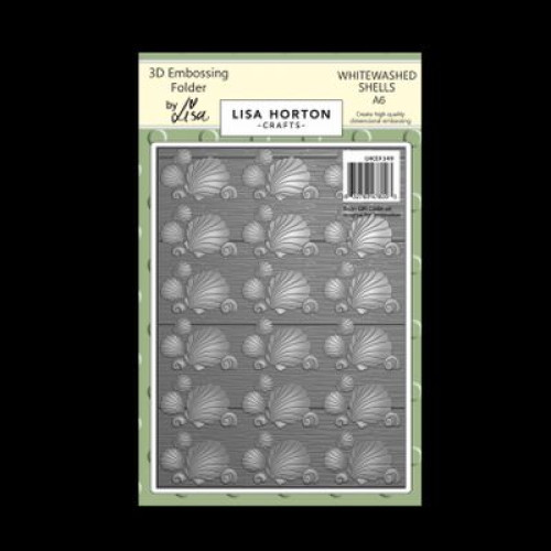 whitewashed shells - A6  3D Embossing Folder by lisa horton crafts LHCEF149